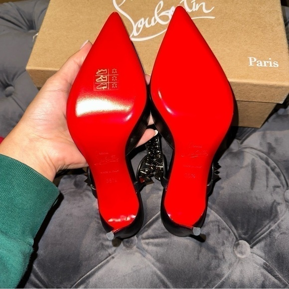 New Size 35.5 Christian Louboutin Miss Goldora 85 Black Backless Mule Heel - Picture 8 of 16
